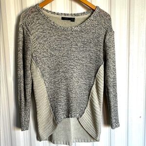 RDI Casual Black and Dark Cream Loose Tweed Look Knit Sweater Womens S